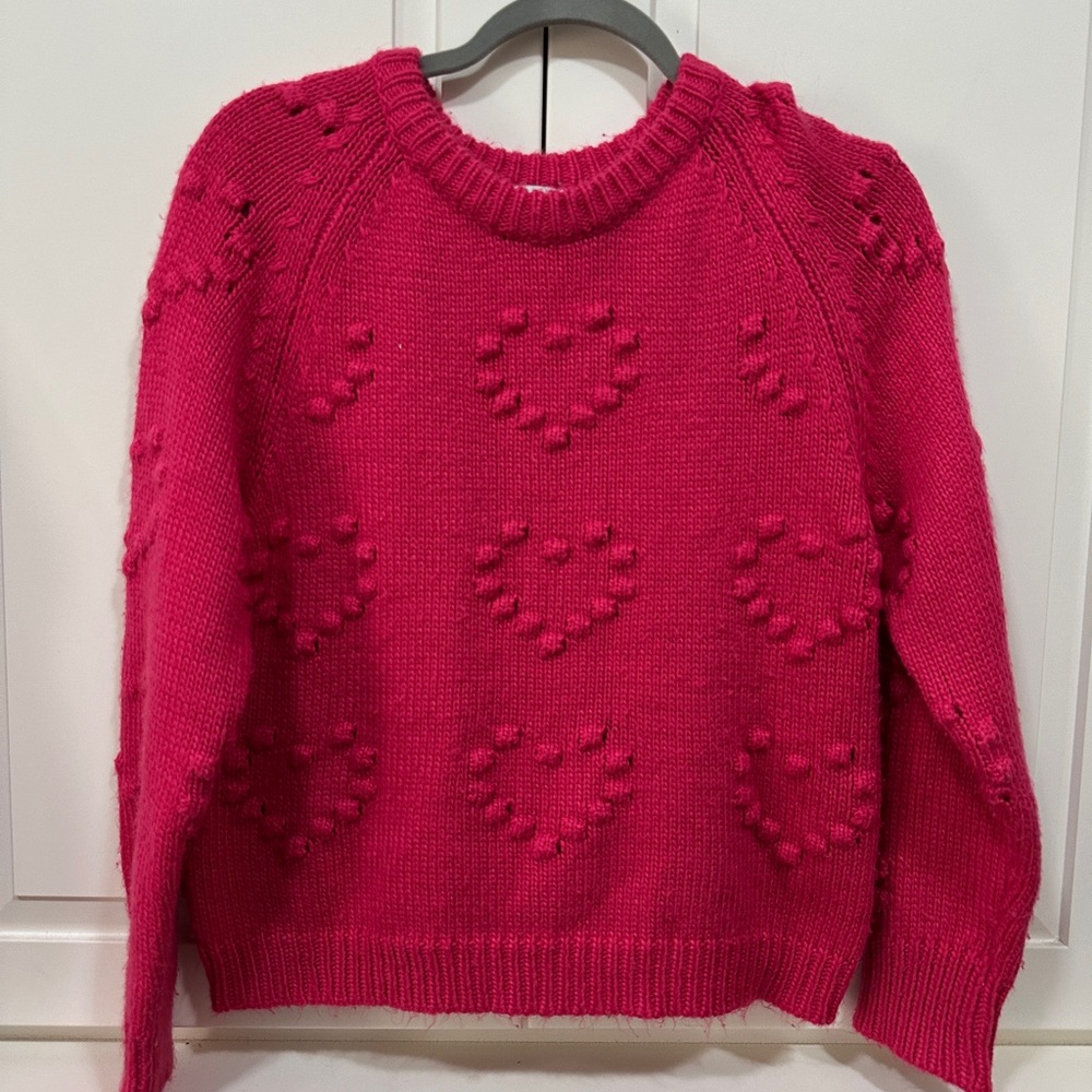 John + Jenn Pink Crew Neck Sweater with Textured Design